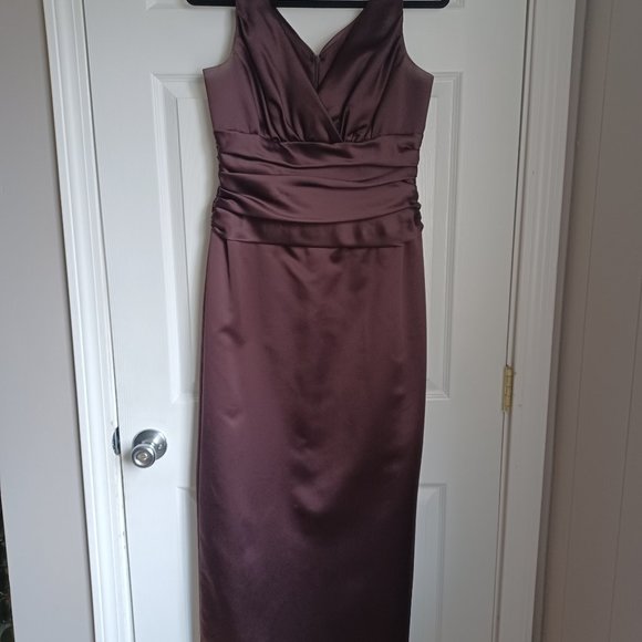 David's Bridal - Chcolate Brown Satin Dress - Picture 1 of 4